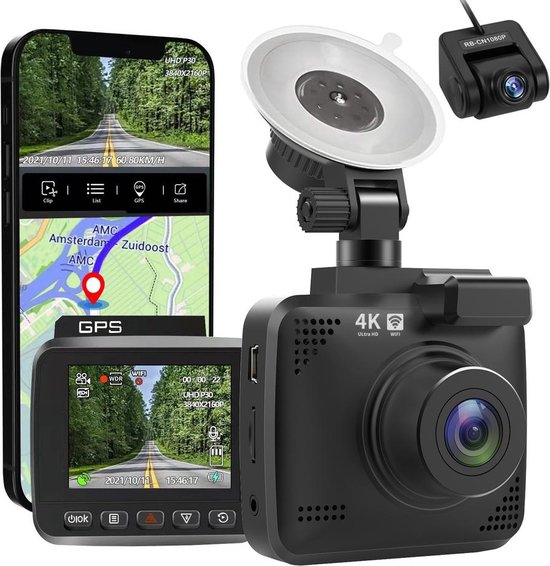 salaris Zelfgenoegzaamheid Ophef ProTrue 4K Ultra HD Dashcam - Dual Dash Cam voor Auto Voor en Achter - met  Wifi en GPS | bol.com