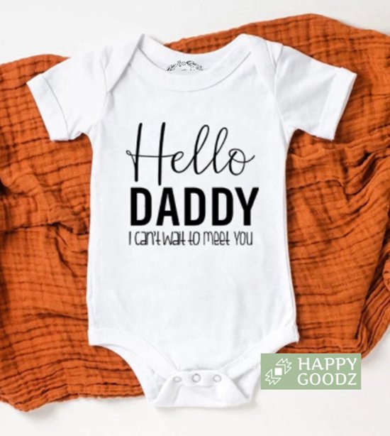 Happy Goodz shop Baby Romper papa can't wait to meet you, Daddy to be, Zwangerschapsaankondiging / bekendmaking, Aanstaande vader/papa Zwanger, 100% katoen, kraam cadeau, Vaderdag, rompertje met tekst, aanstaande papa ouders| maat 50 baby 2023/2024