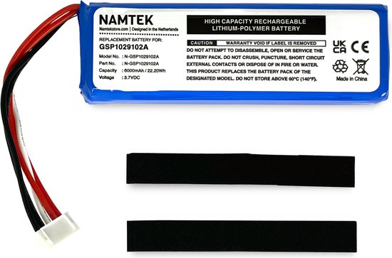 Batterie Namtek JBL Charge 3 (2016) - 6000 mAh - 3,7 V, 22,2 Wh,  Li-Polymère -... | bol.com