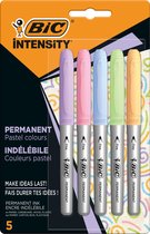 BIC Intensity Permanent Marker - Viltstift - 5 stuks - Pastel alcoholstift - Medium punt 1.8mm