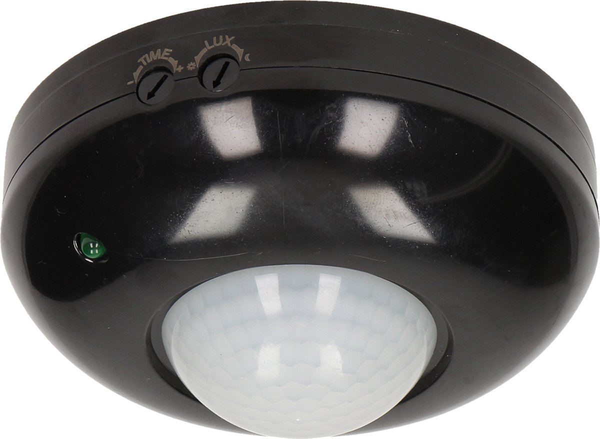 PIR bewegingssensor binnen voor lamp - Bewegingsmelder plafond - Motion sensor 360° - Doorgangsmelder 2000 Lux - Zwart