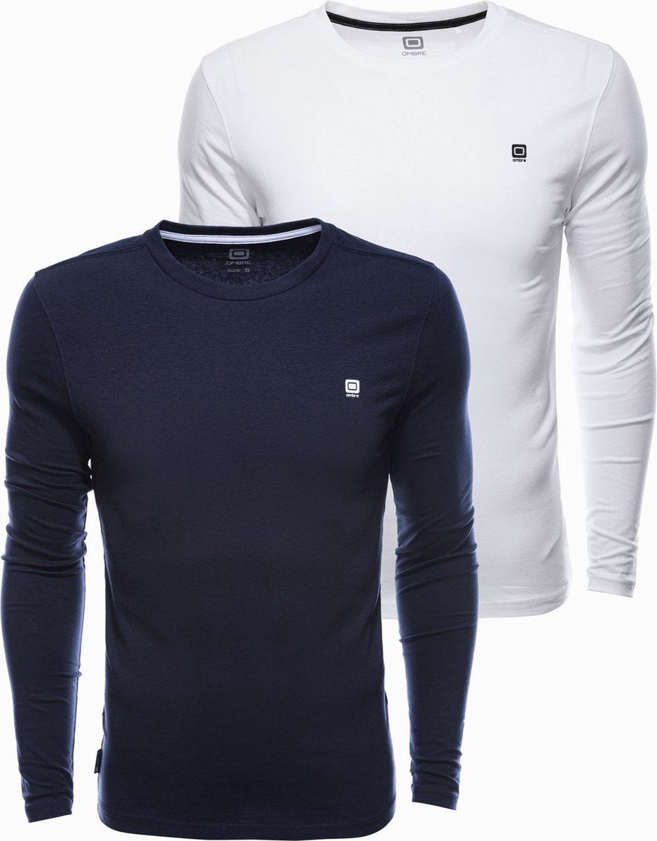 Heren effen longsleeve - mix 2-pack V1 Z40