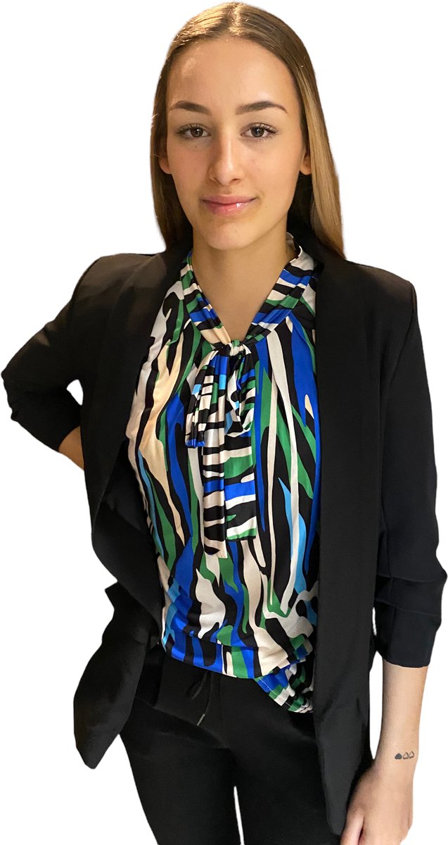 Blazer zwart met een opgesmokte mouwen maat S