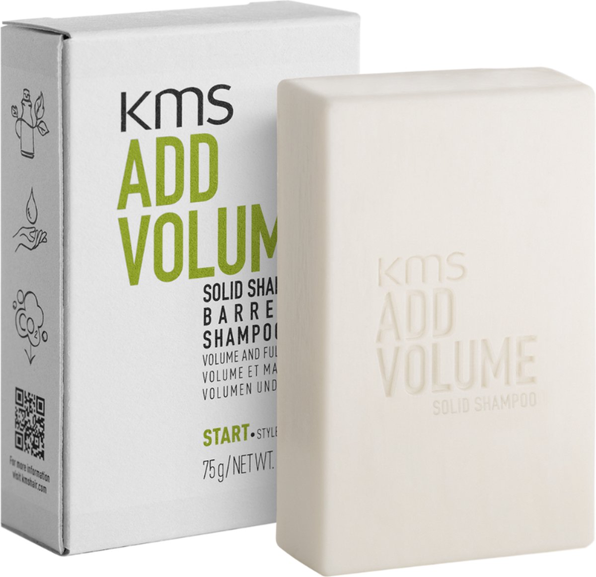 KMS ADDVOLUME SOLID SHAMPOO 75g - Normale shampoo vrouwen - Voor Alle haartypes - 75 gr
