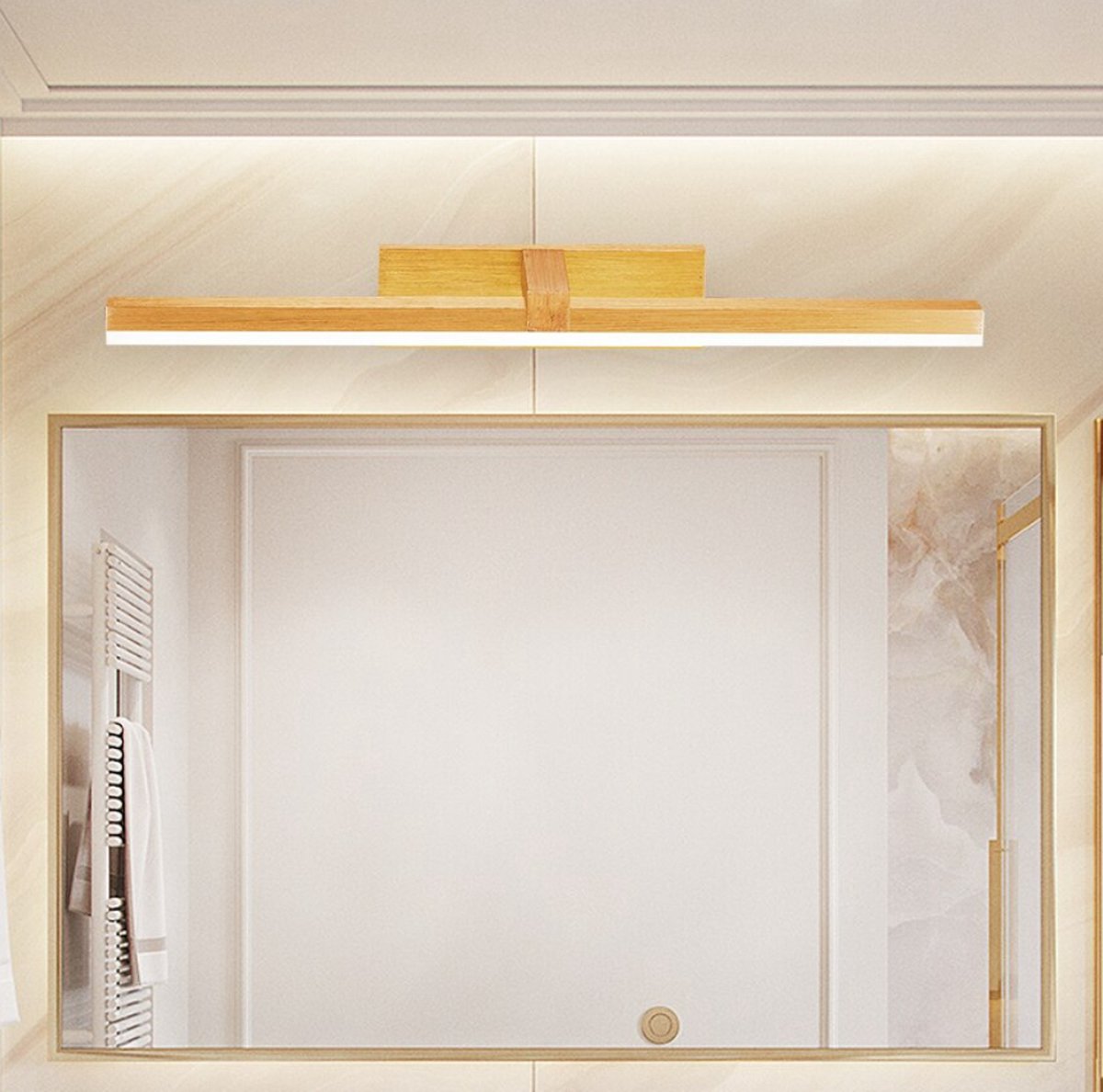 Hommie Badkamer Spiegel Lamp 40CM, Neutraal Wit 4000K/5W/230V, CRI＞80, LED Badkamer Spiegelverlichting met Bedrade/Draadloze Schakelaar voor Spiegel/ Muur, Waterdicht IP44