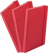 Set van 5x stuks luxe schriften/notitieboekje rood met elastiek A5 formaat - blanco paginas - opschrijfboekjes - 100 paginas