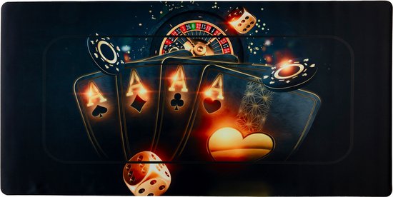 Foto: Pokermat poker aces pokertafel pokerkleed game mat poker mat poker kleed speelmat 160 x 80cm antislip uniek spelletjes mat poker accessoires poker speelmat puzzelmat cave garden