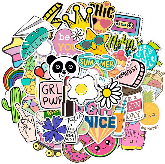 50 VSCO cartoon stickers voor feministische meiden  - stickers voor laptop, koelkast, tablet, auto etc.