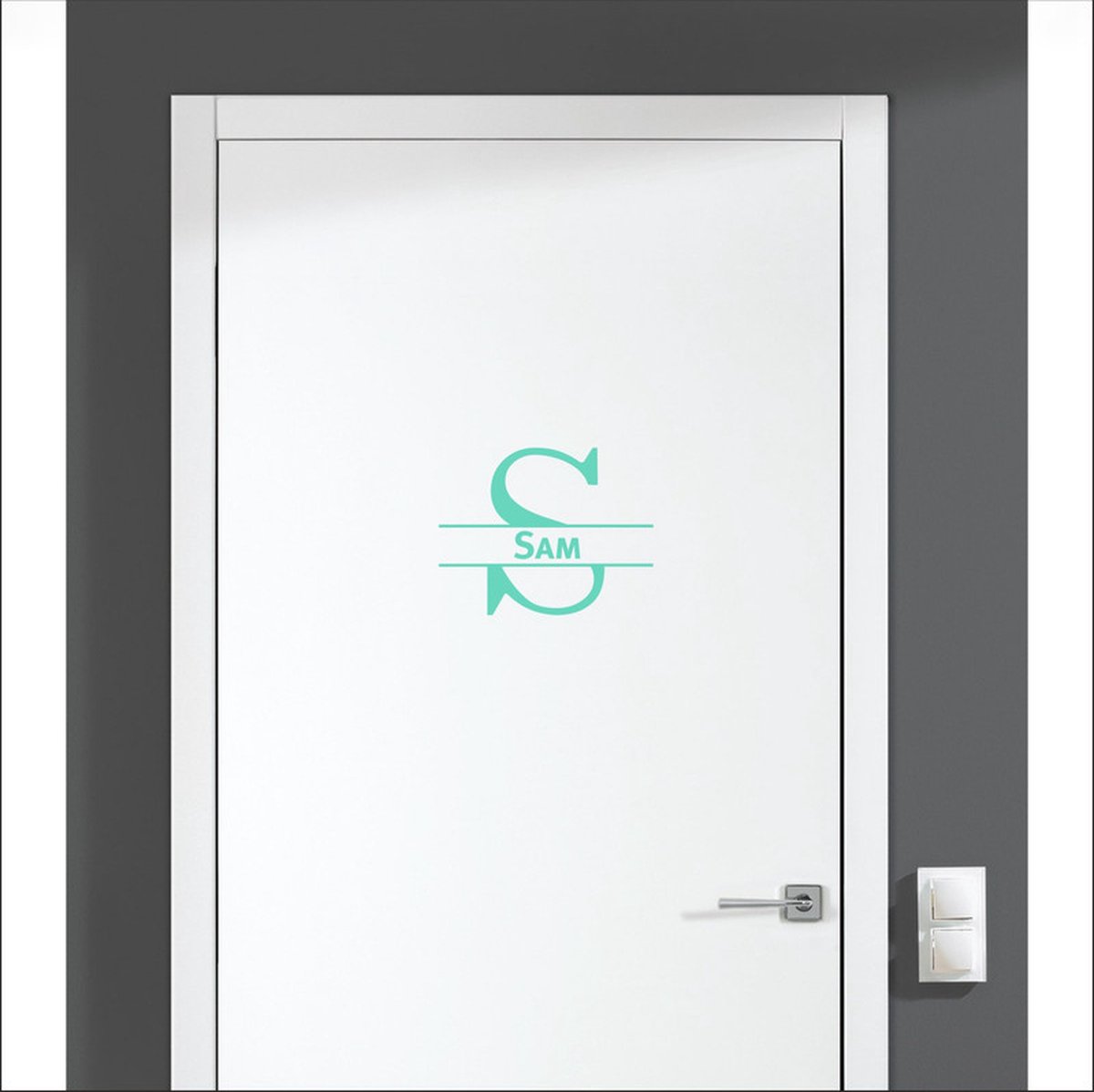 Deursticker Met Naam - Sam - Mint