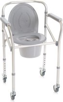 Chaise de toilette Moretti 4 en 1 - chaise à poteau - réglable en hauteur - avec roues