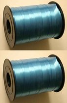 2x Decoratie Lint - Blauw - 10mm - Totaal 500meter