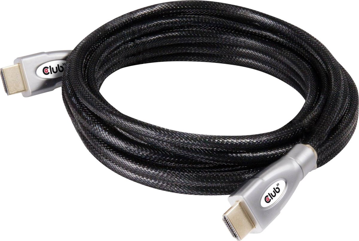 Club3D HDMI Ultra High Speed 2.0 Kabel - 48 GBPS - 3D - 8k@60Hz - 4k@120Hz - Full HD 4.320 Pixels - Ethernet - Male to Male Cable - Voor TV/Beeldscherm/Tablet/DVD/Laptop/Macbook/PC/Xbox/Playstation/PS - Dun - Zwart - 5 Meter Kabel