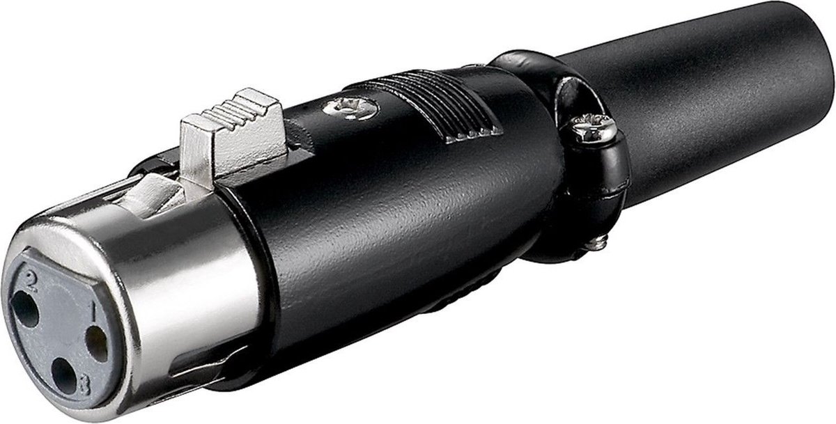 XLR 3-pins (v) connector met rubberen trekontlasting / zwart