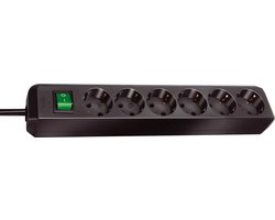 Eco-Line met schakelaar 6-voudig zwart 1,5m H05VV-F 3G1,5