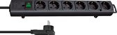 Bol.com Comfort-Line Plus stekkerdoos met platte stekker 6-voudig zwart 2m H05VV-F 3G15 aanbieding