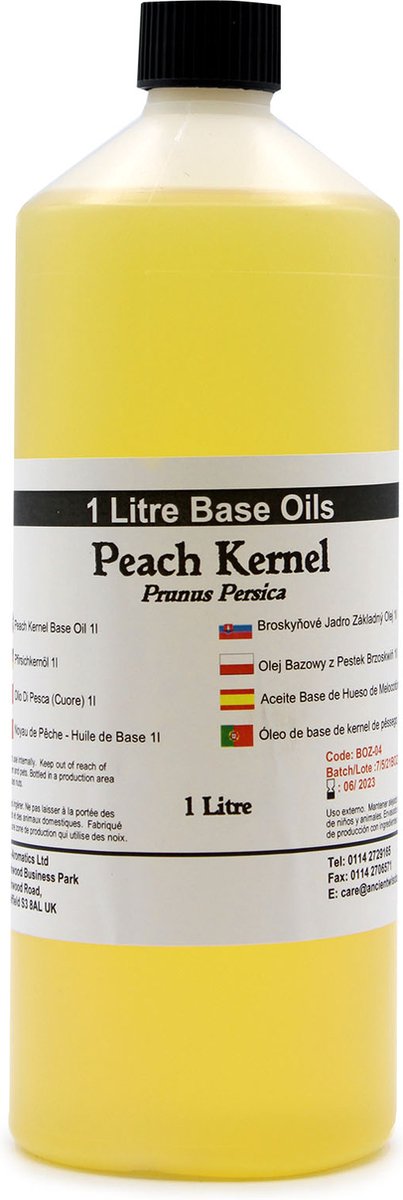Goedkoopste Basis Olie - Perzikpitolie - 1 Liter - Aromatherapie - Basisolie - Draagolie - Basisolie Voor Etherische Oliën