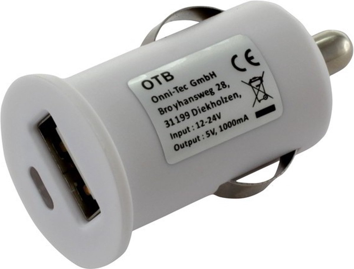 USB autolader met 1 poort - compact - 1A / wit