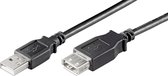 USB naar USB verlengkabel - USB2.0 - tot 0,5A / zwart - 0,15 meter