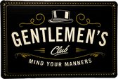 Wandbord gentlemens club - Metalen borden - mancave decoratie - tekstborden - Wandborden - metal signs- 20 x 30 cm