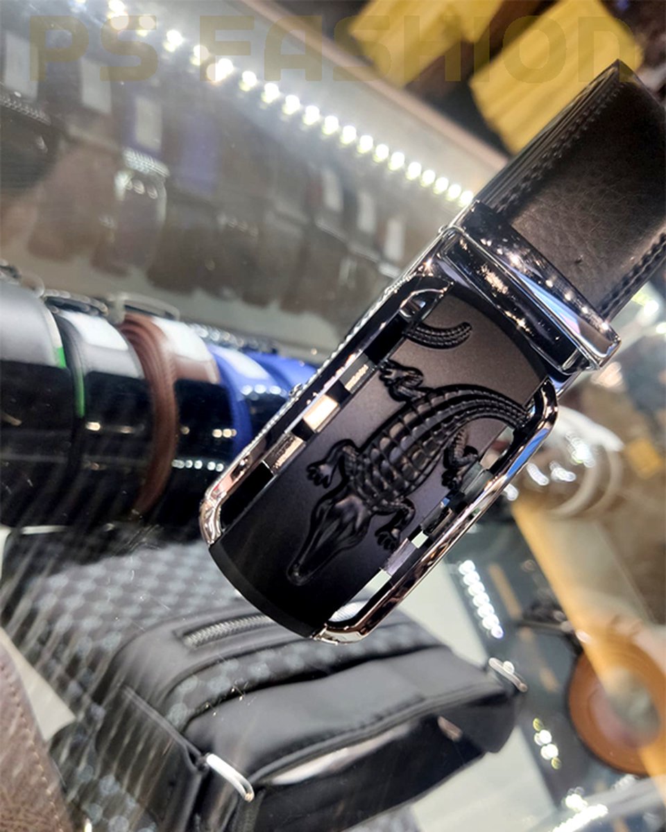 Belt men - belts men black - automatic Crocodile buckle - gift for man - cow leather Belt Leather PU
