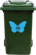 Kliko Sticker / Vuilnisbak Sticker - Vlinder - Nummer 38 - 14x21 - Licht Blauw