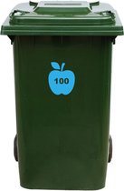 Kliko Sticker / Vuilnisbak Sticker - Appel - Nummer 100 - 16,5x20 - Licht Blauw