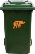 Kliko Sticker / Vuilnisbak Sticker - Olifant - Nummer 51 - 14x23 - Oranje