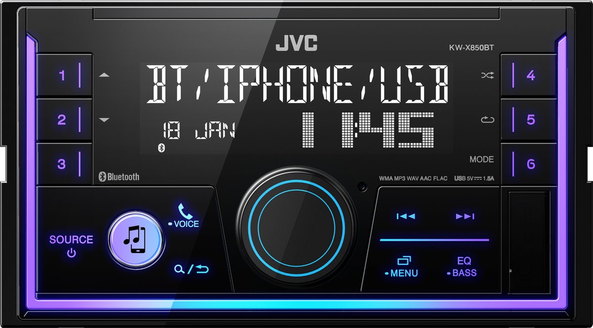 JVC KW-X850BT 2DIN Autoradio - Multicolor