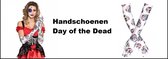 Paar handschoenen Day of the Dead lang wit - Halloween horror griezel thema feest festival fun
