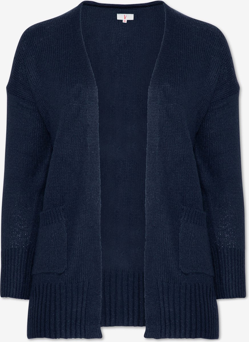 Uusollecy damesvest met lange mouwen, gedrapeerd, open voorkant, lange cardigan met zakken, lavendel, S