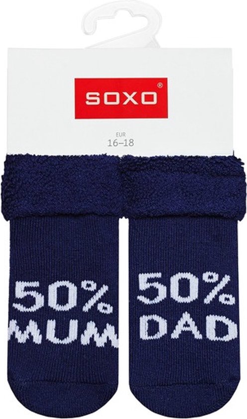 Babysokken - 50% mum 50% dad - Marineblauw - Maat 16-18
