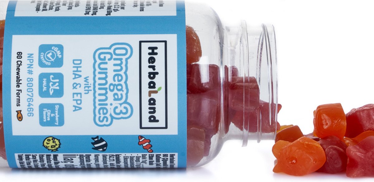 Herbaland Gummies Omega3 DHA&EPA 60 tabletten (Visolie voor kinderen