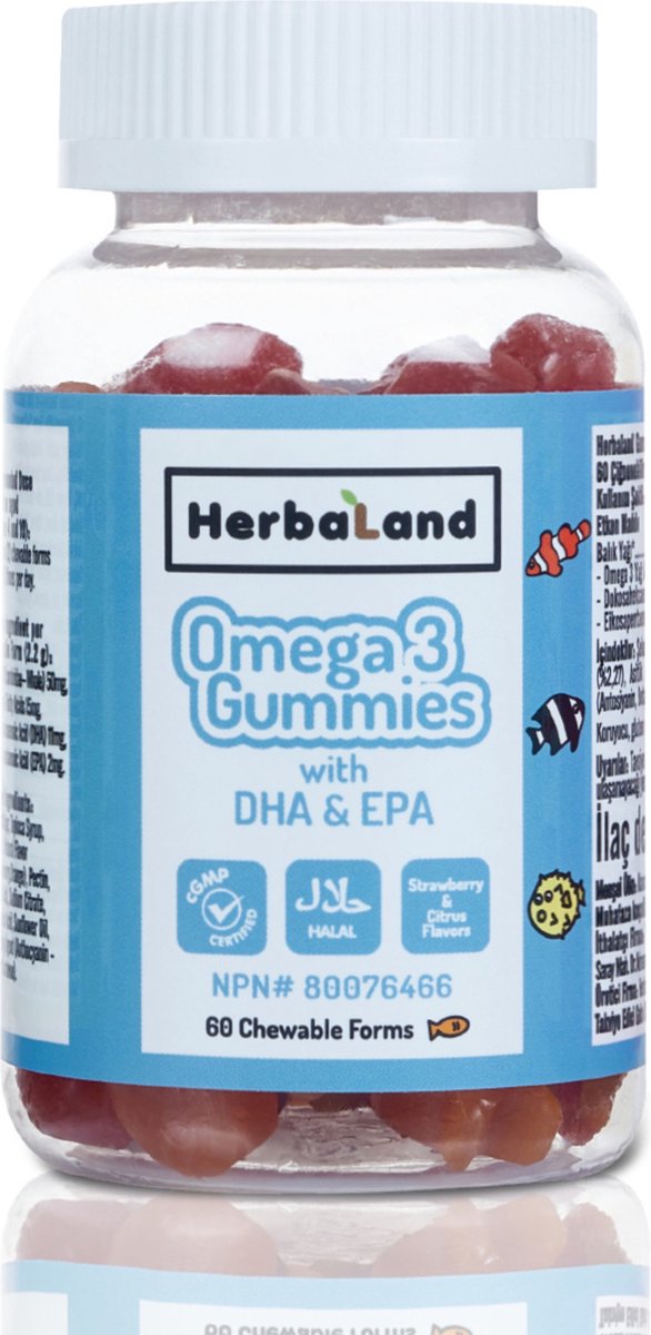 Herbaland Gummies Omega3 DHA&EPA 60 tabletten (Visolie voor kinderen