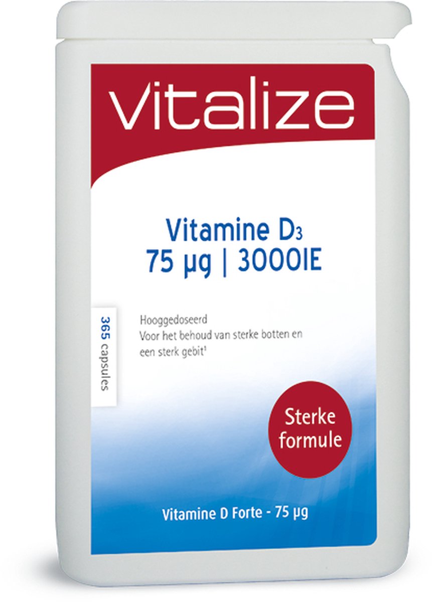 Goedkoopste Vitalize Vitamine D Forte 75 µg 365 capsules | Voor mensen die gebaat zijn bij een hoge dosering - Voor senioren en andere specifieke doelgroepen