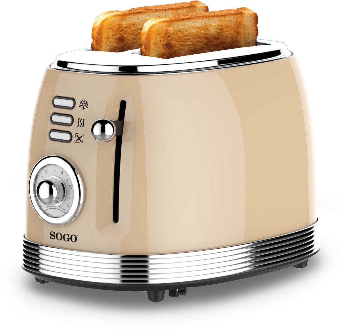 Sogo - 5470 - Retro Broodrooster - 2 extra brede sleuven