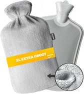 Pasper Kruik XL 3.5 liter met hoes - warmwaterkruik - 8 uur warmte - grijs - kruikzak