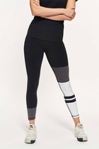 Active Panther Legging Demi Color Block Sand-Black/ White, Plus taille haute pour femme - Legging doux et non transparent pour le contrôle du ventre, pantalon extensible de Yoga de grande taille