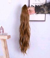 Hairextensions haarextensions extensions paardenstaart in clip licht bruin haar 50cm lang