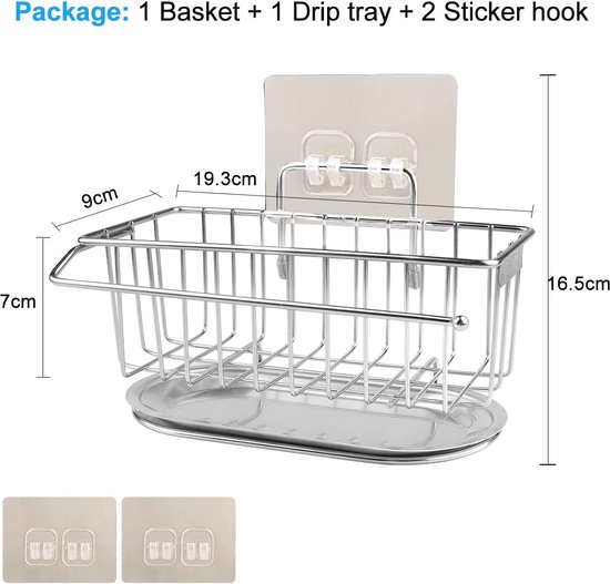 Vaatdoek opslag | Keuken Vaatdoek Afvoerrek | Rechthoekig Vaatdoek Rek, Versterkte bodem Spons Houder, Gootsteen Accessoire Organizer, Spons en Bestek Organizer voor Keuken