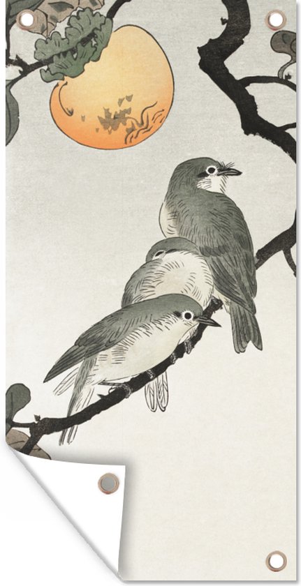 Tuinposter Birds and plants - schilderij van Ohara Koson - 30x60 cm - Tuindoek - Buitenposter