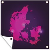 Tuin poster Illustratie van Denemarken in het paars - 200x200 cm - Tuindoek - Buitenposter