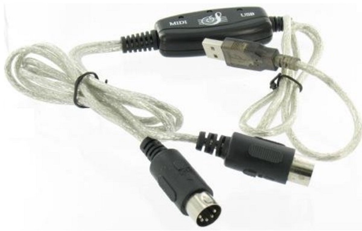 USB naar 2x DIN 5-pins MIDI input en MIDI output kabel - 1,8 meter