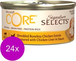 24x Wellness Core Kattenvoer Signature Selects Shredded Kip - Kippenlever 79 gr
