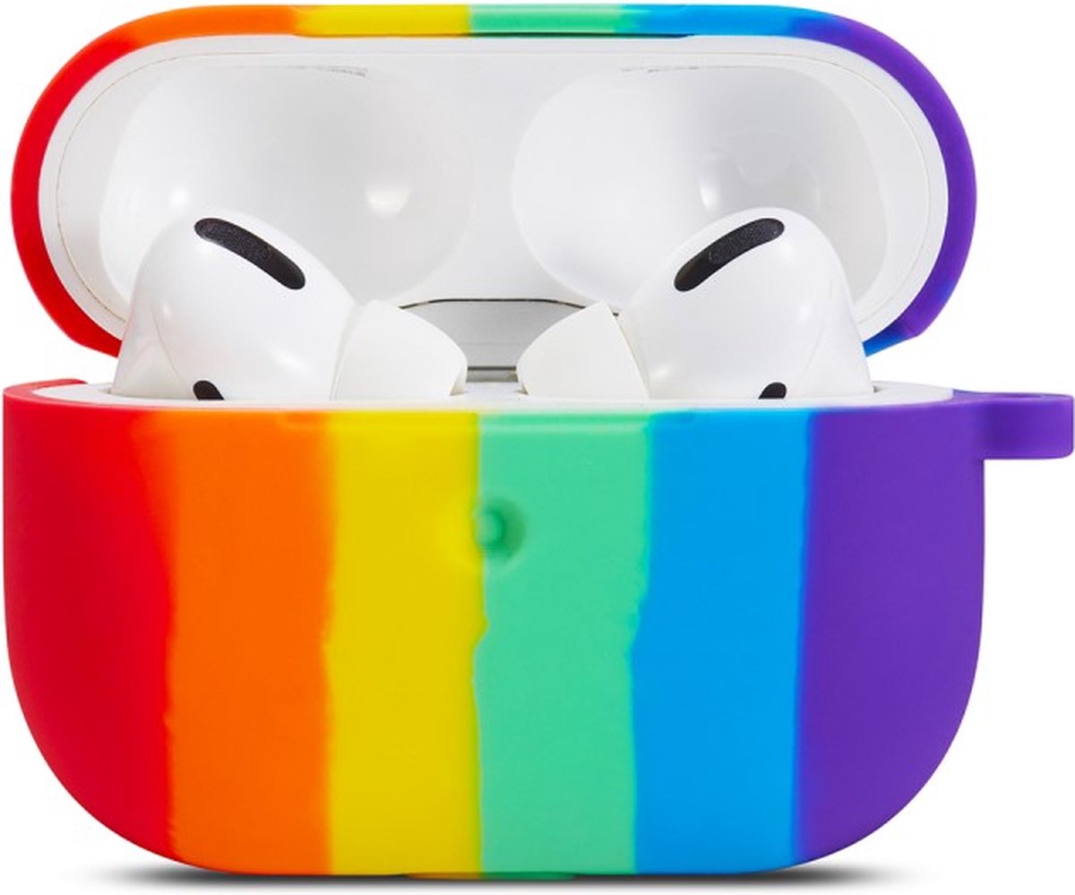 Peachy Rainbow Pride siliconen regenboog hoesje voor AirPods Pro 1 & 2 - pastel
