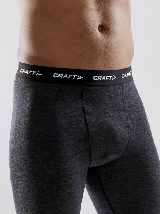 Donkergrijs gemêleerde thermobroek met zwarte tailleband met 'CRAFT' logo.