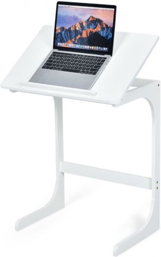 Zenzee - Bijzettafel - Laptoptafel - Laptopstandaard - Eettafel - Klapbaar - Voor Bank of bed - B60 x H70 x D40 cm - Wit