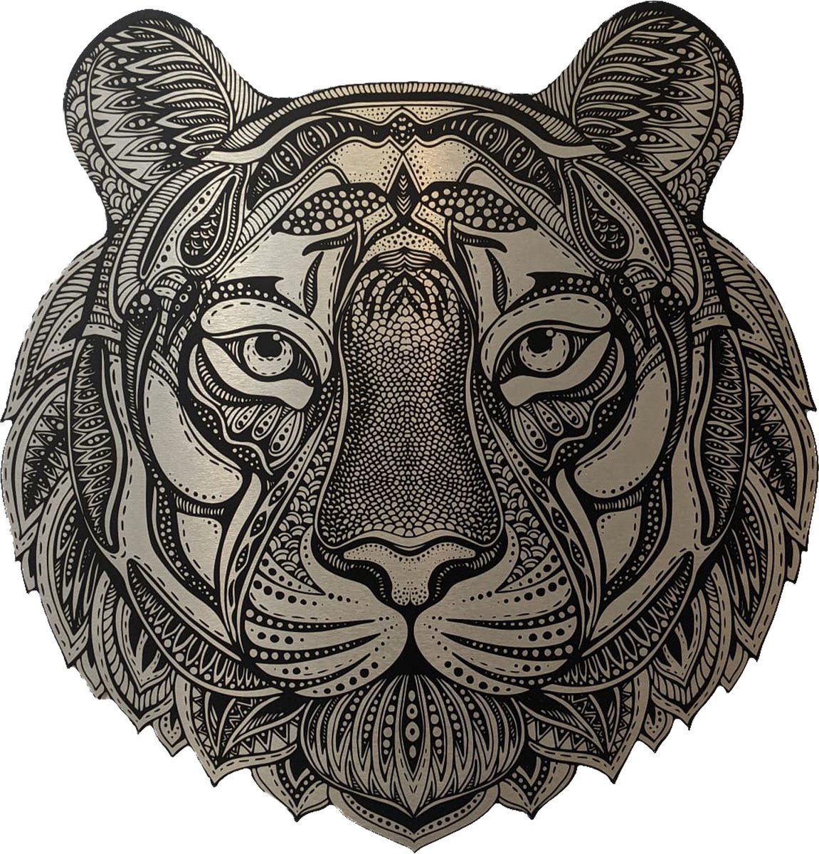 Schobbejak Silver Art | Tijger | Dibond Butler Finish | Wanddecoratie | Kunst | Schilderij | 80 x 84 CM
