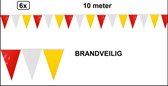 6x Vlaggenlijn rood-wit-geel 10 meter BRANDVEILIG - Themafeest party vlaglijn festival carnaval BRANDVEILIG