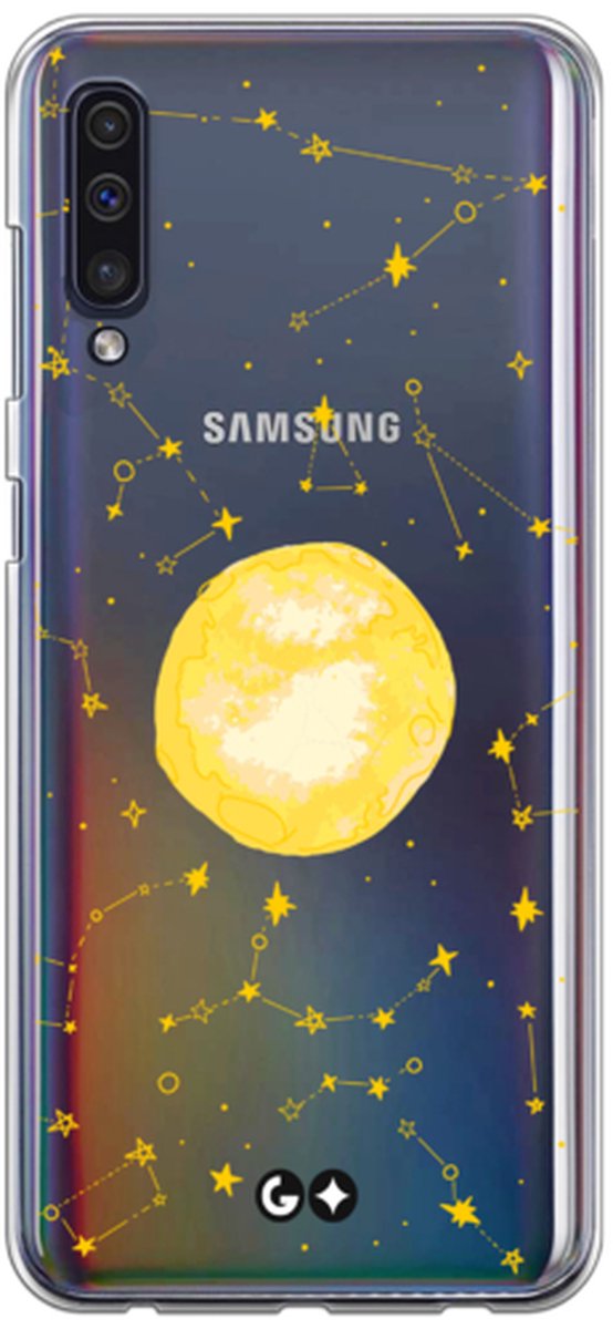 Telefoonhoesje geschikt voor Samsung Galaxy A70 - Transparant Siliconenhoesje - Flexibel en schokabsorberend - Natuurcollectie - Moon Transparent - Transparant