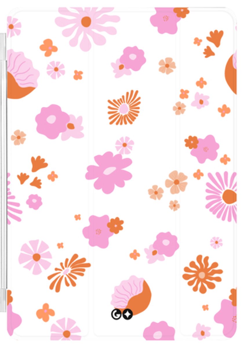 Smartcover geschikt voor Apple Ipad Mini 2021 - Standaard en bescherming - met magneten - Natuurcollectie - Hippie Flowers - Roze